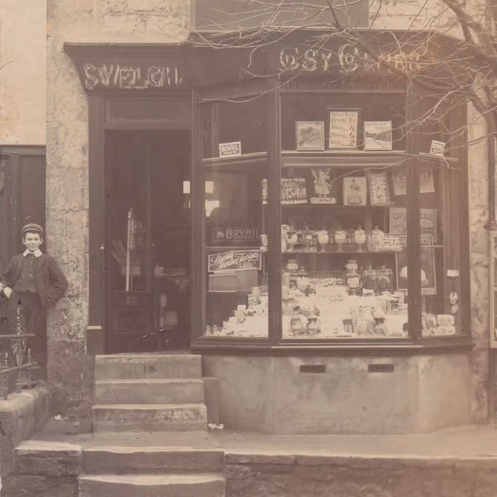 Antique photo of an old shop front