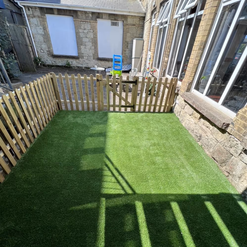 Artificial grass laid in a playground