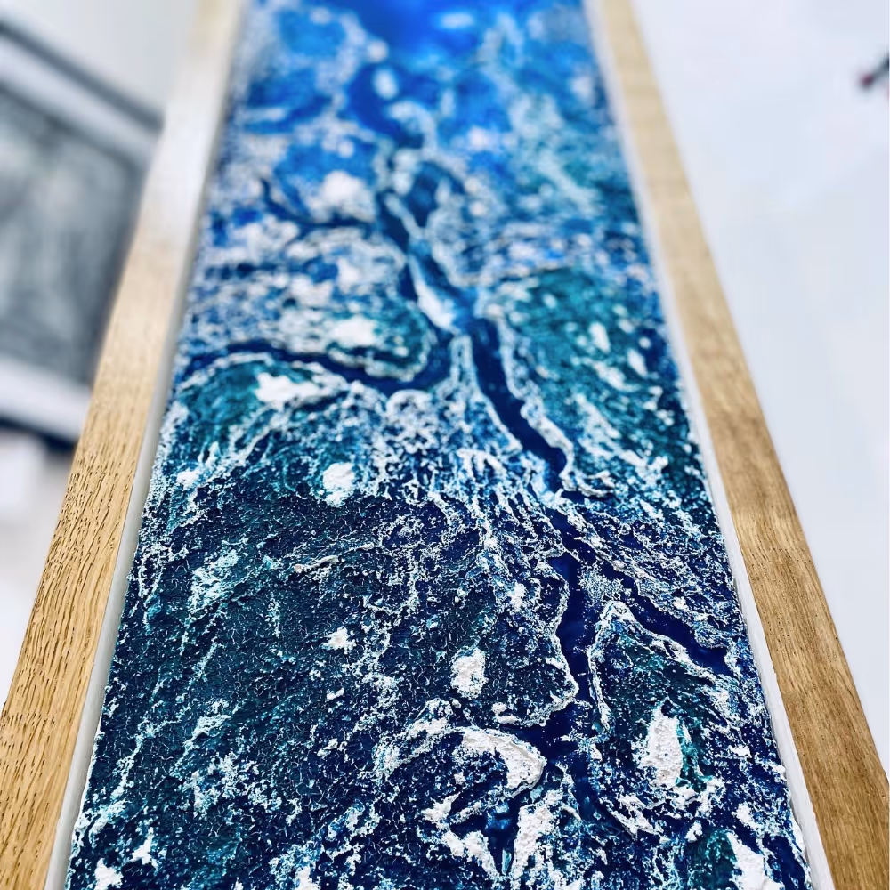Resin art in a wooden frame