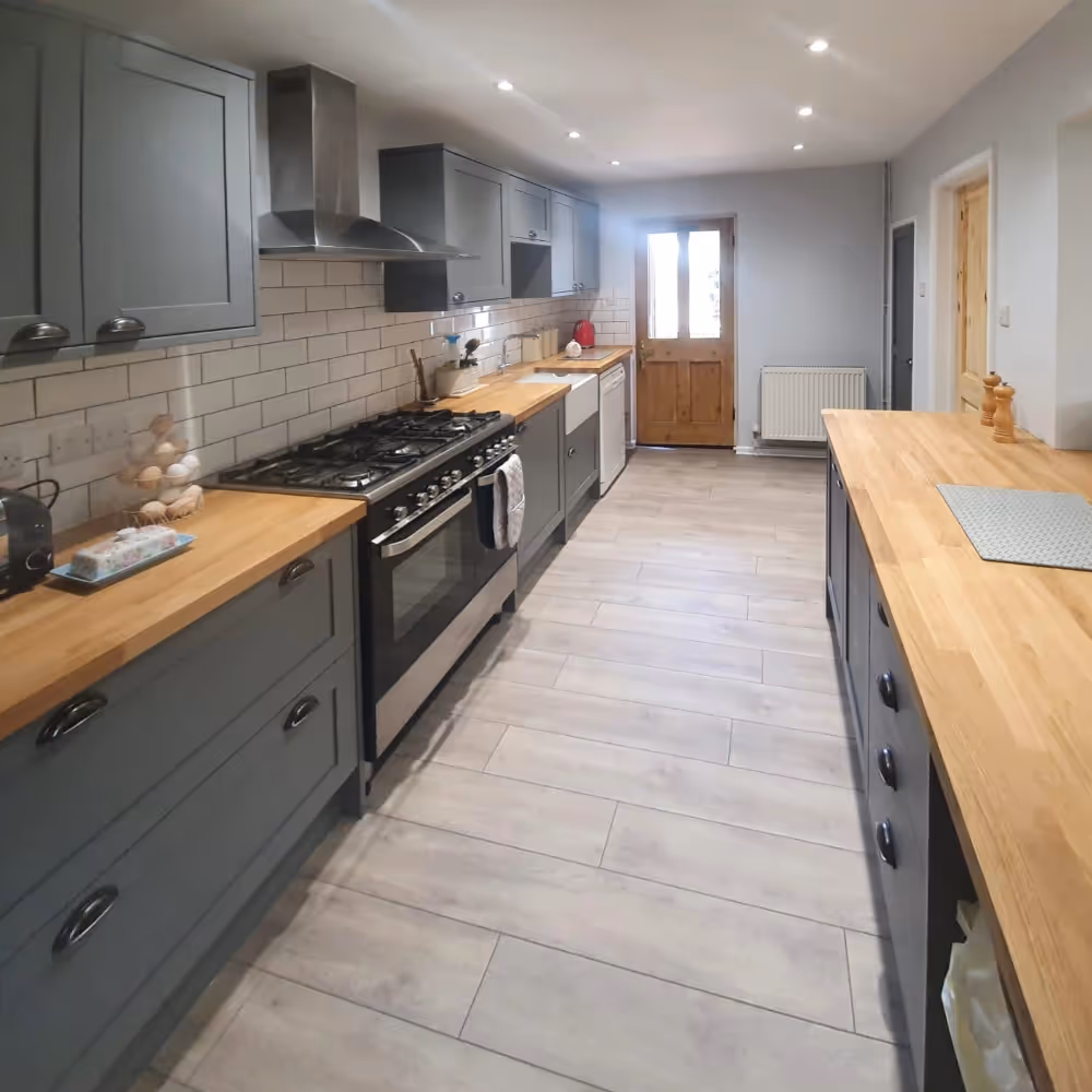 Hand built kitchen in dark grey