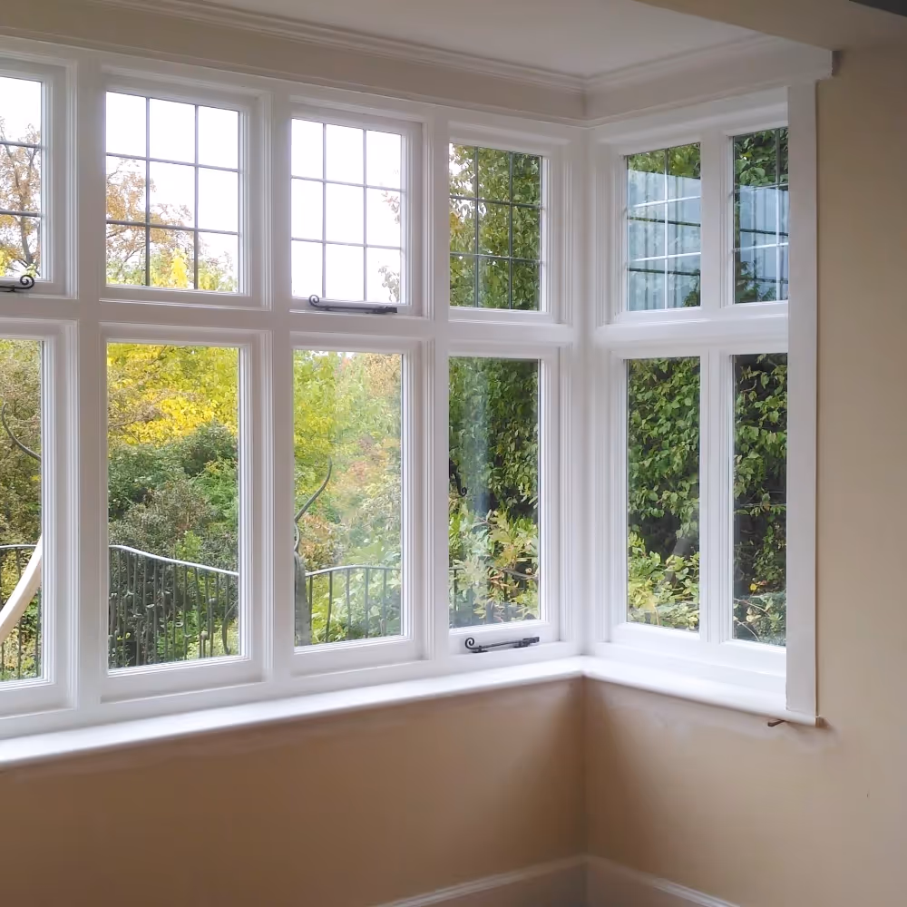 Restored sash windows on an old house