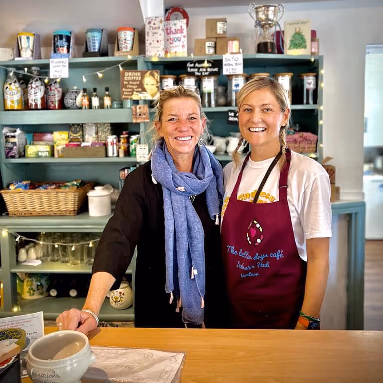 Staff in a vintage themed cafe