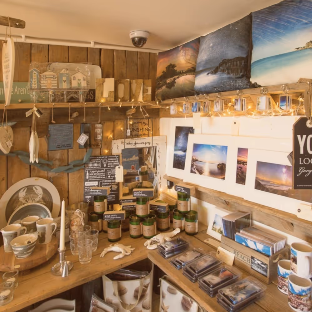 Coastal themed items in a gift shop