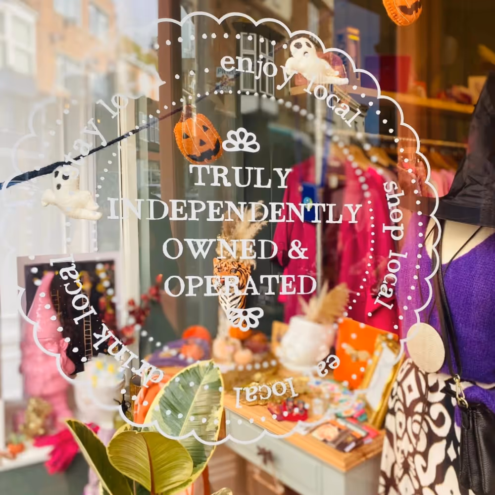 Looking through the window of a ladies boutique