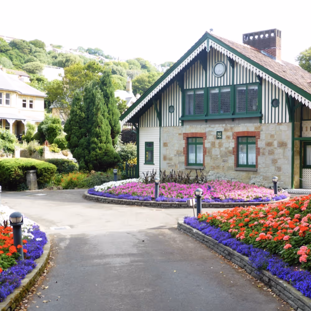 Swiss style lodge in a public park