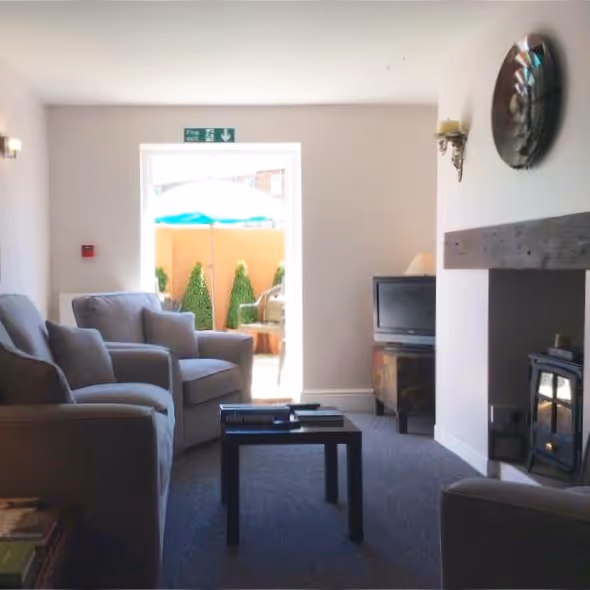 Lounge area of a small hotel