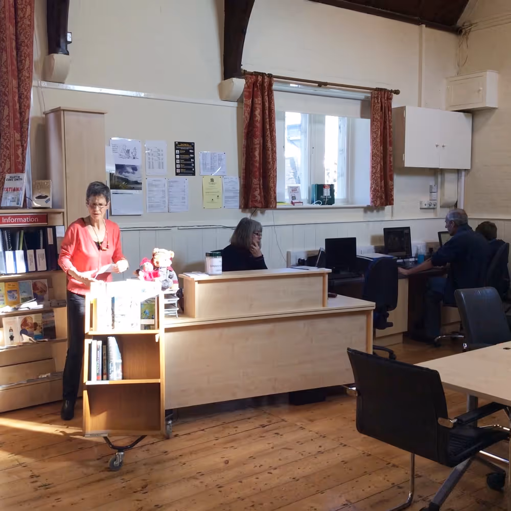 Reception desk in a library