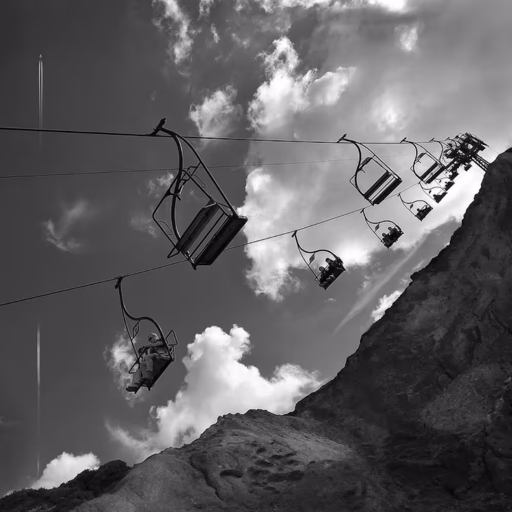 Looking up to chair lifts overhead