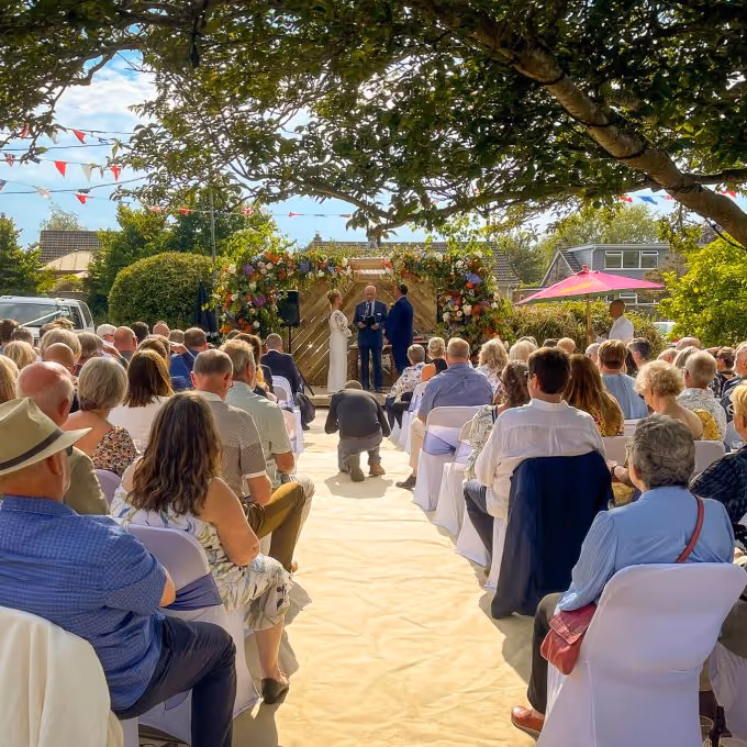 A wedding in a pub garden