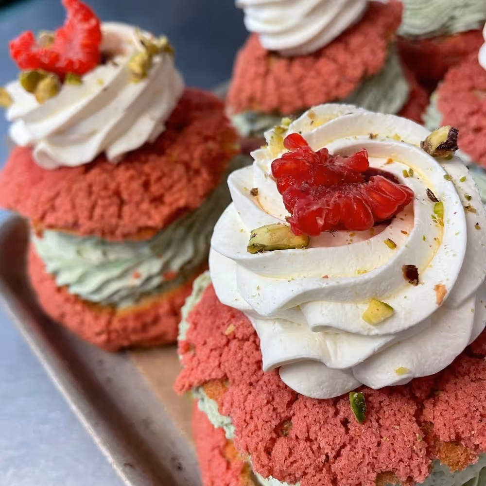 Red velvet muffins with cream filling