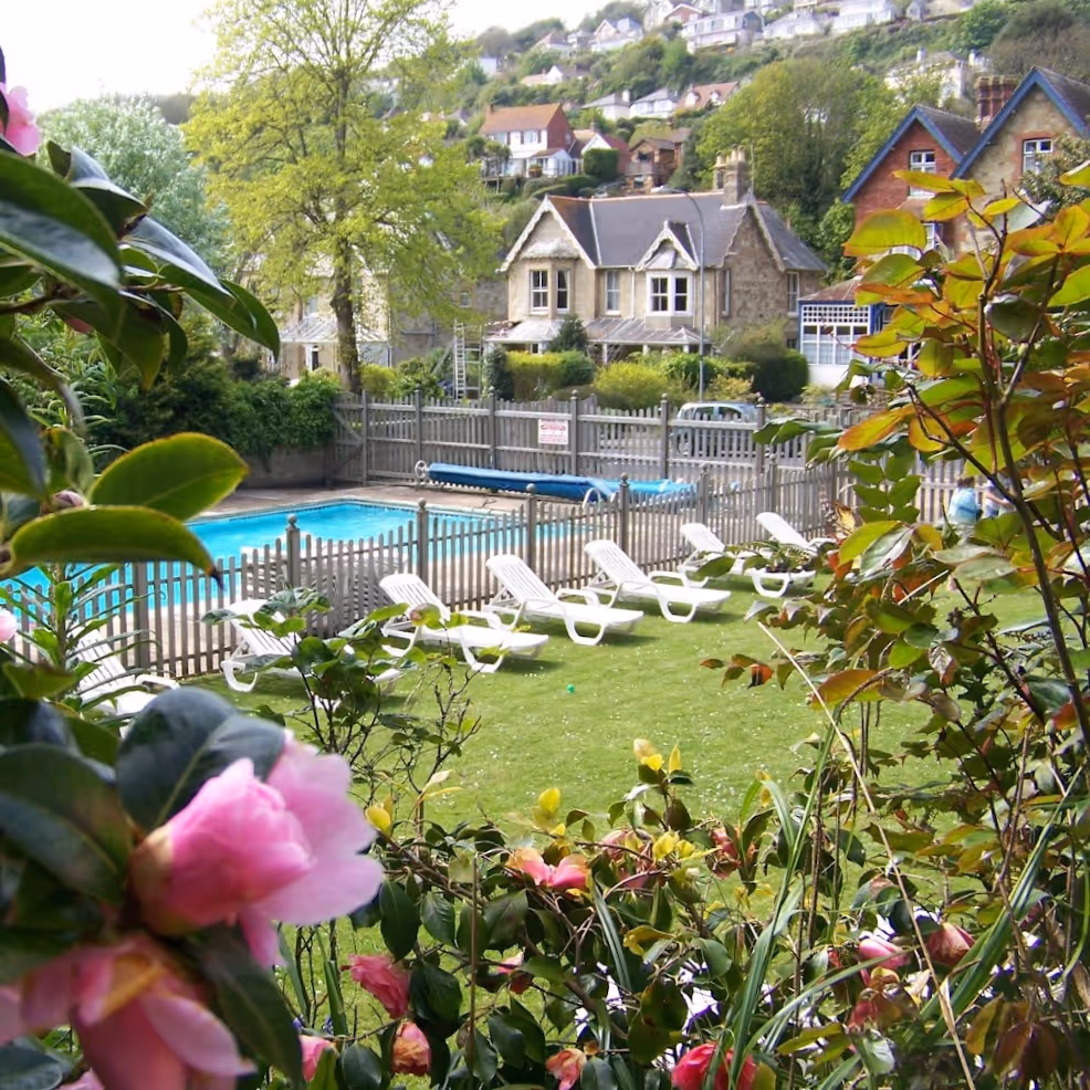An outdoor pool at a hotel