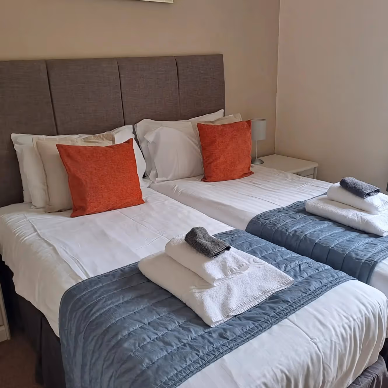 Twin beds in a hotel