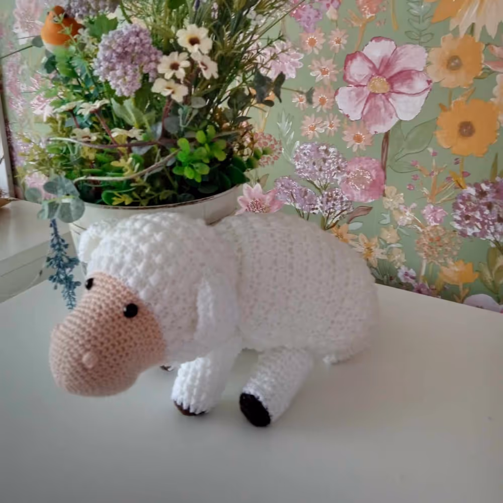 A crocheted lamb