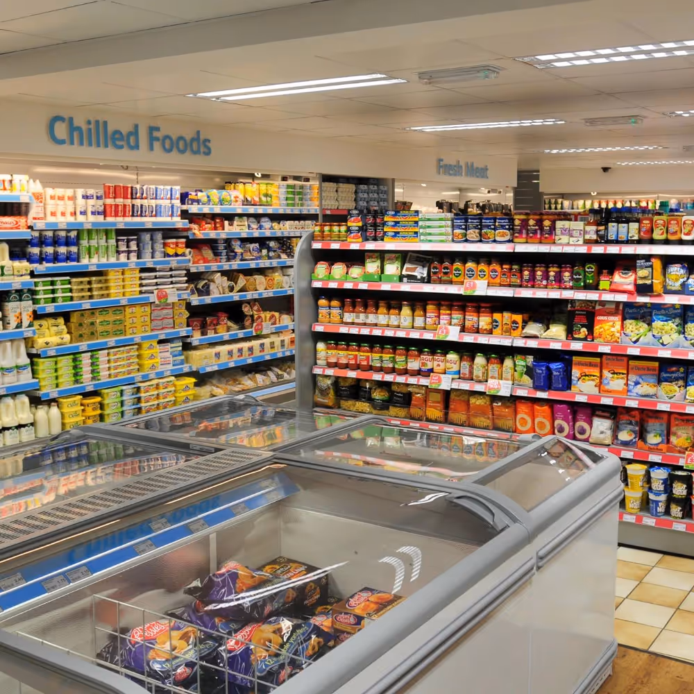 The interior of a small grocery store