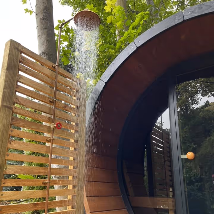 An outside garden shower