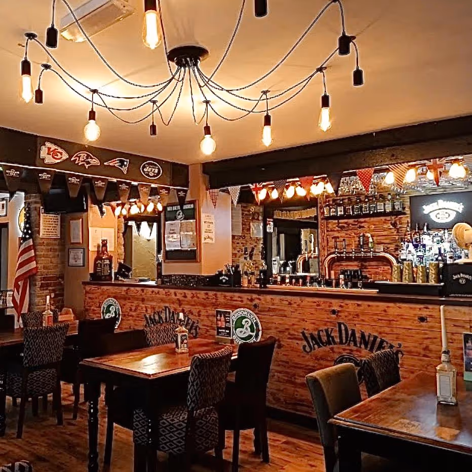 The interior of an American steakhouse restaurant