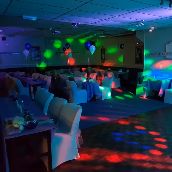Disco lights in a function room