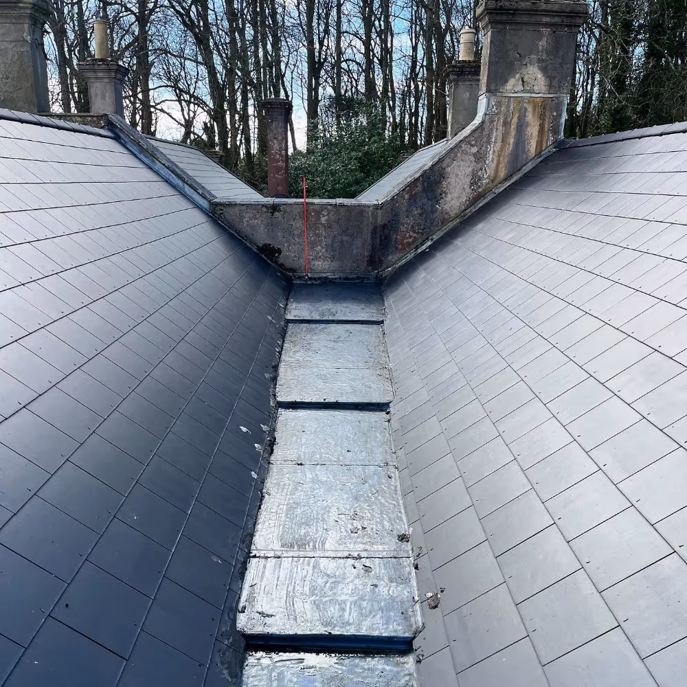 Newly cleaned internal guttering