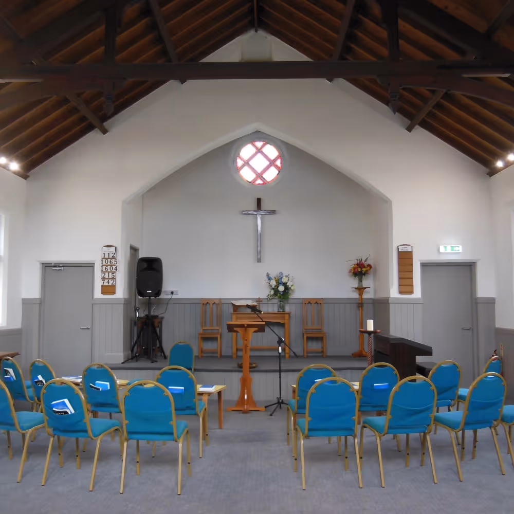 Inside a small methodist church