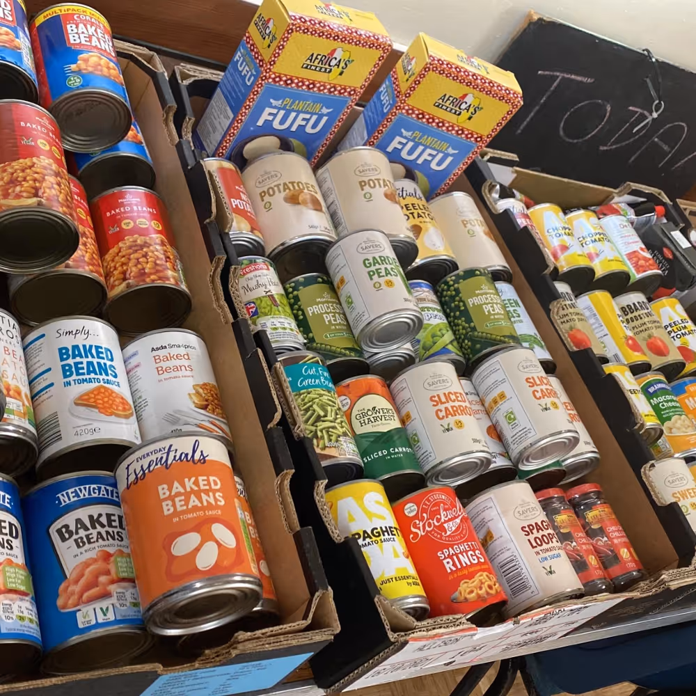 Tinned food at a foodbank
