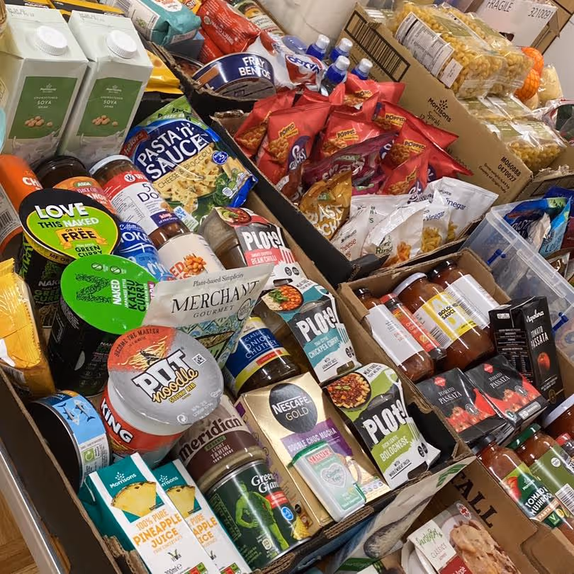Dried food items at a foodbank