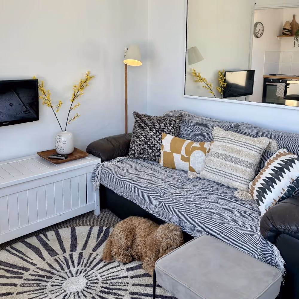A modern country living room decorated in grey