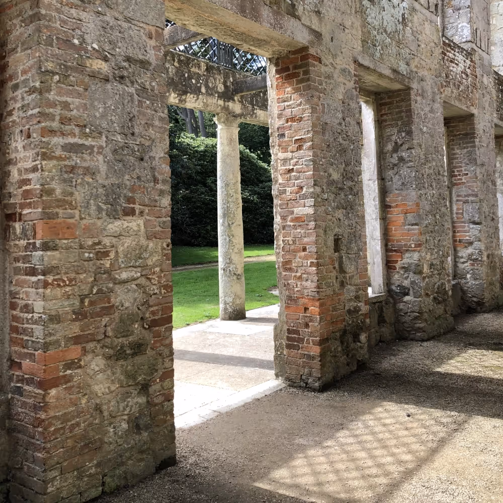 Inside a room of a ruined mansion
