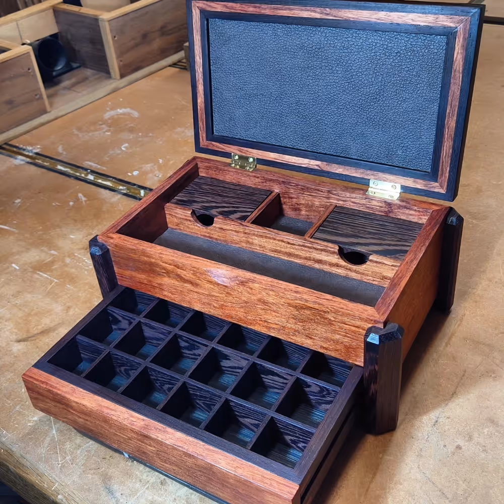 A walnut jewellery box