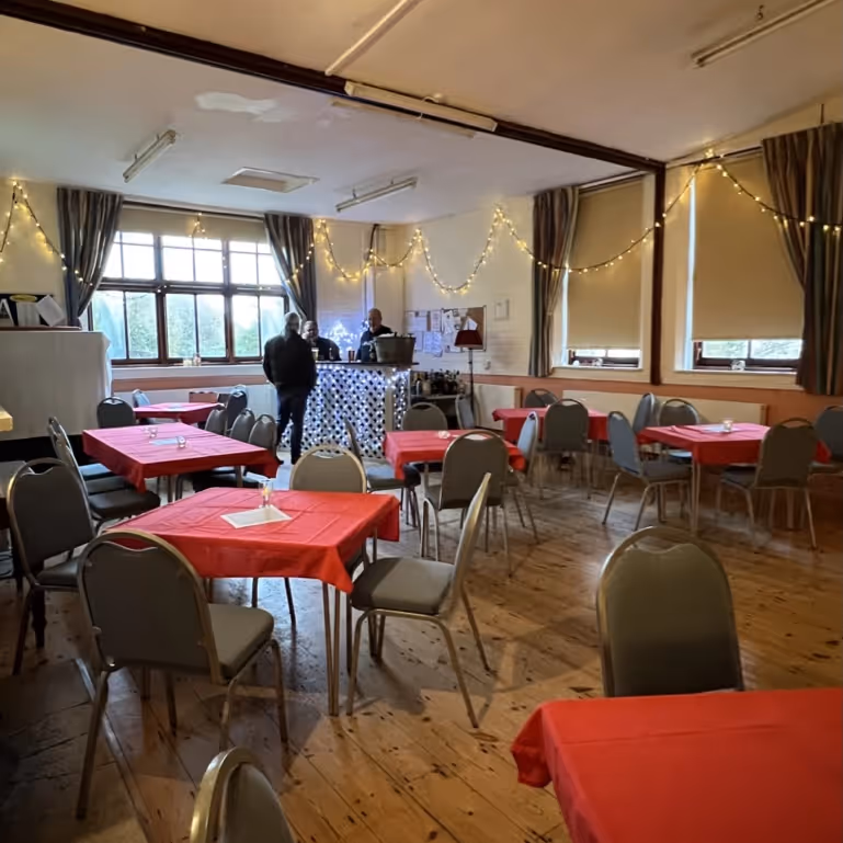 Inside a village hall social club