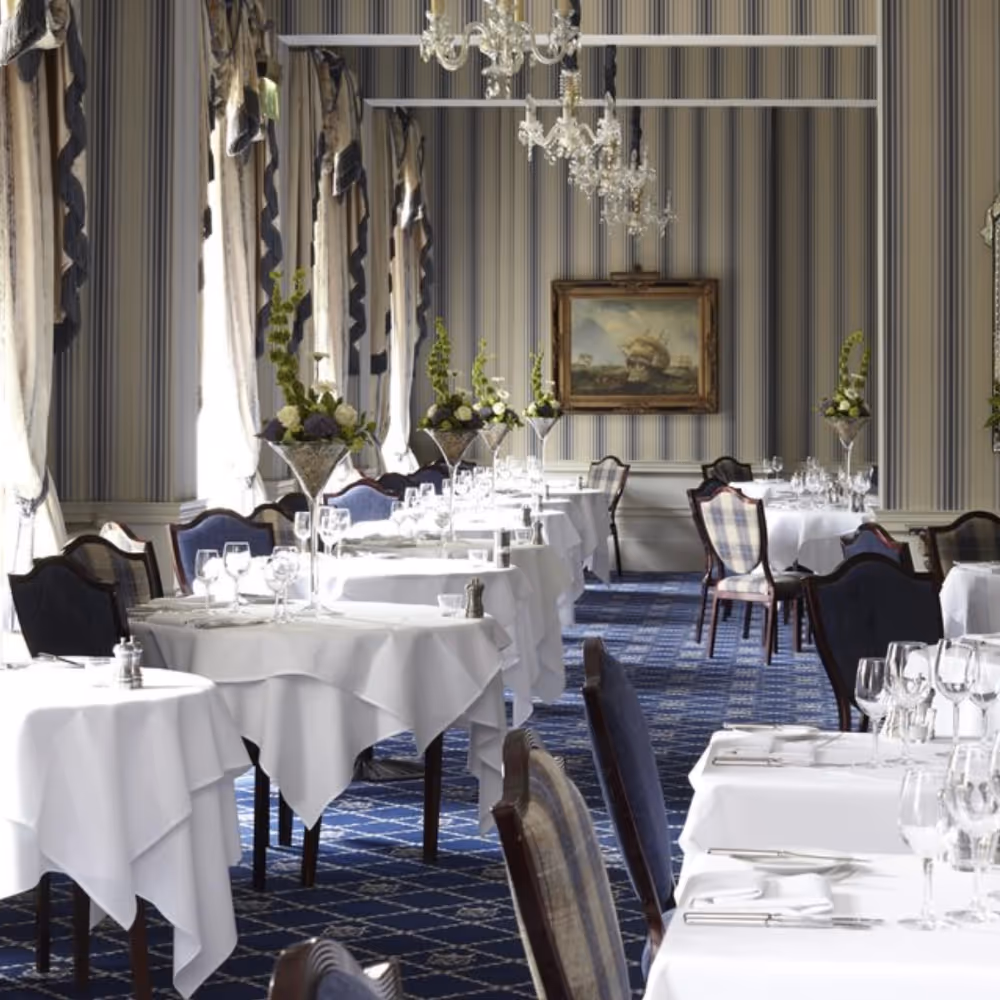 The interior of a fine hotel restaurant