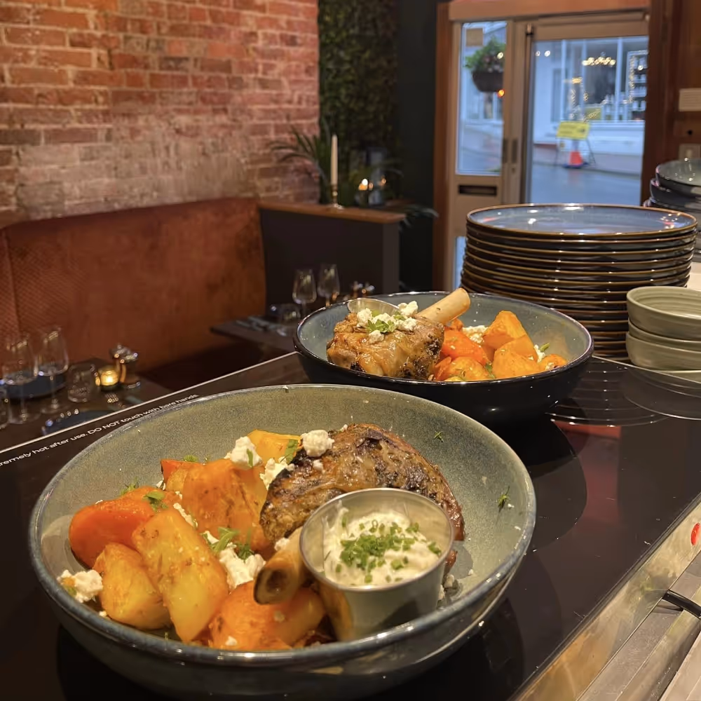 Food about to be served in a restaurant