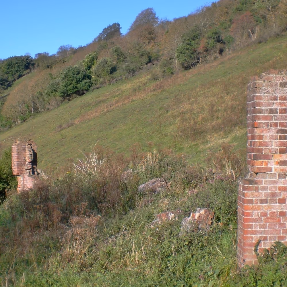 Red brick remains of a war rifle range
