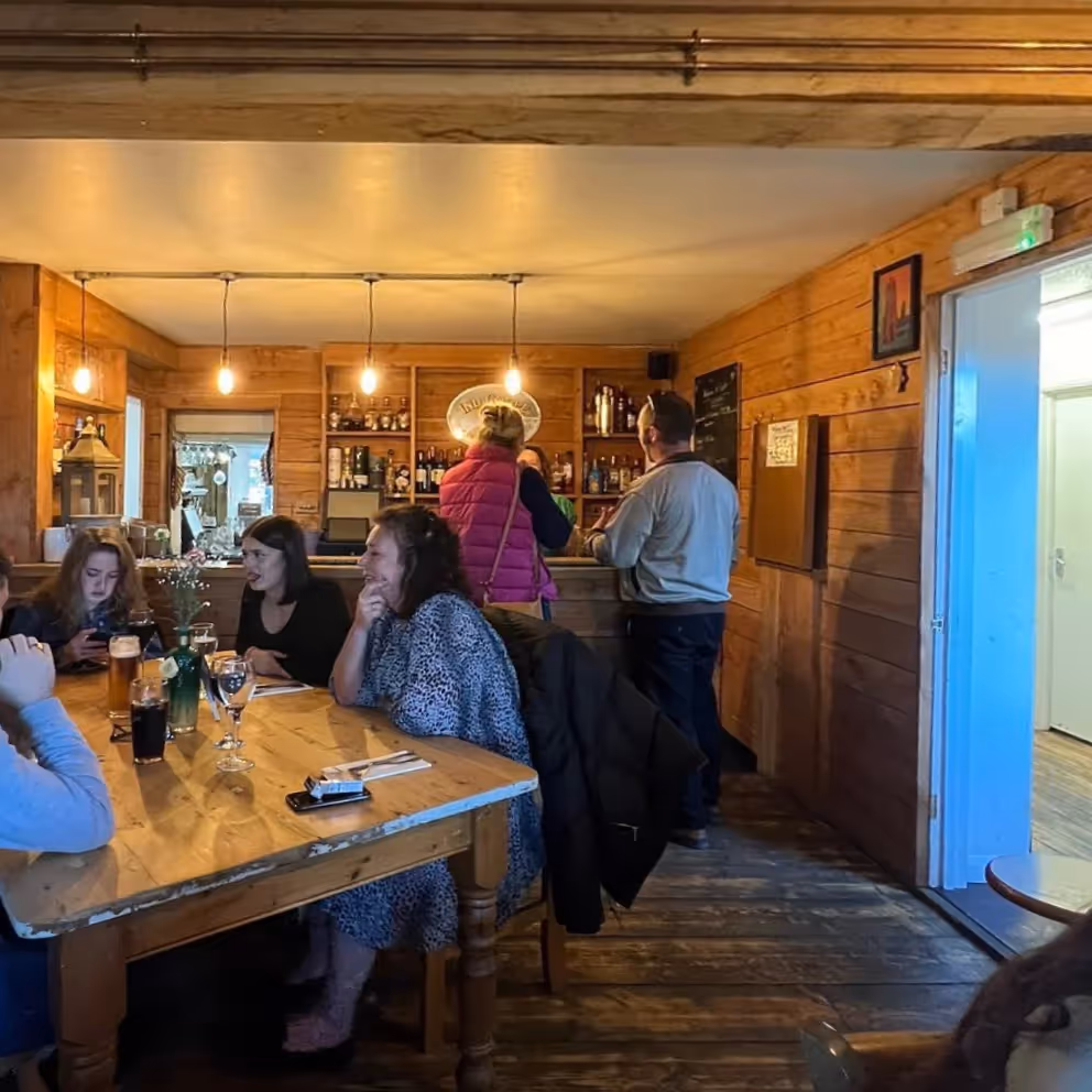 The rustic interior of a pub restaurant
