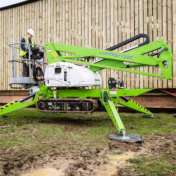 A bright green cherry picker