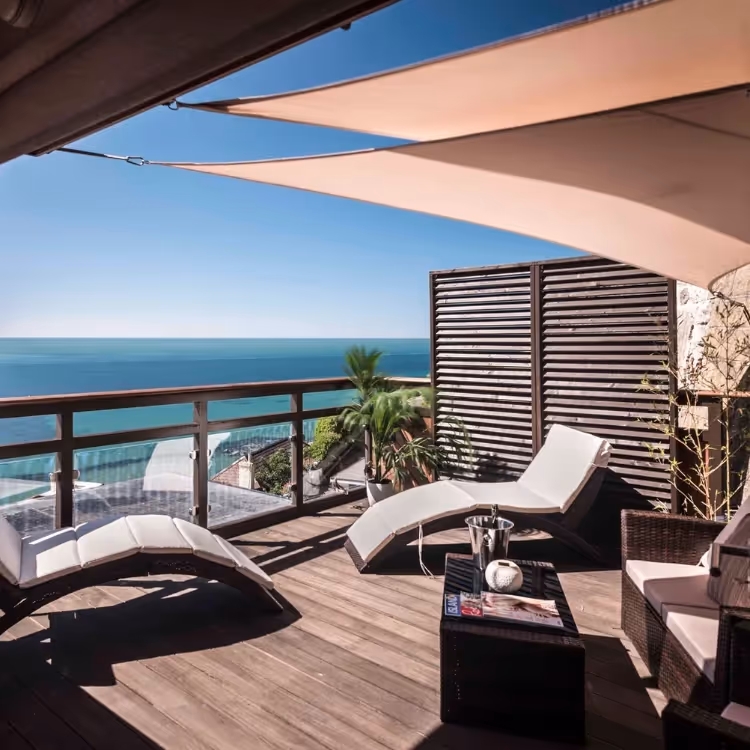 A sunbathing deck overlooking the sea