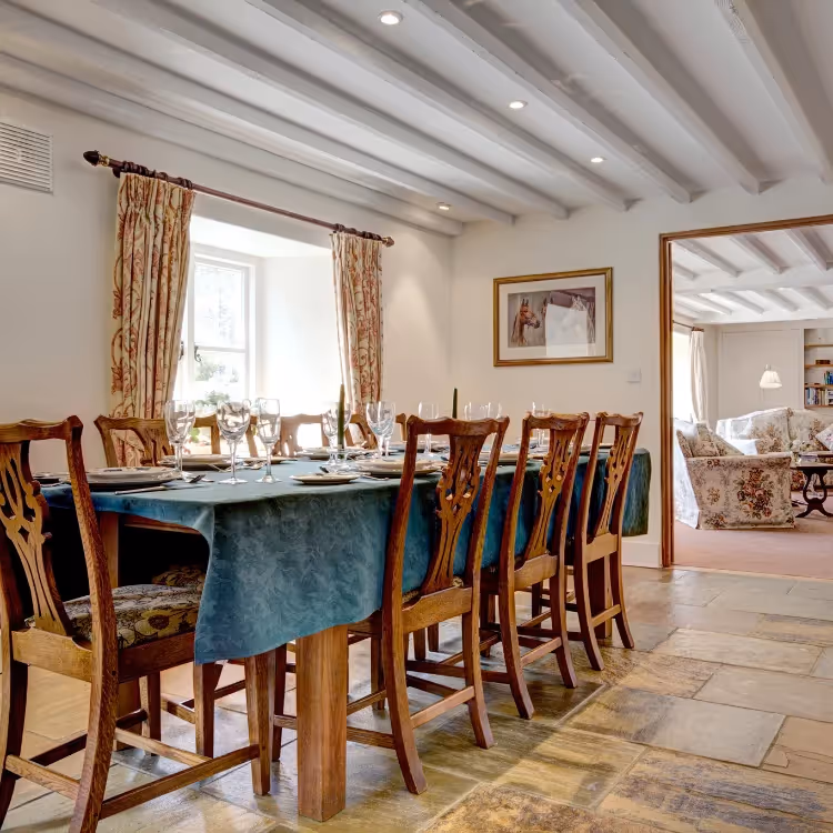 A dining room in a cosy farmhouse