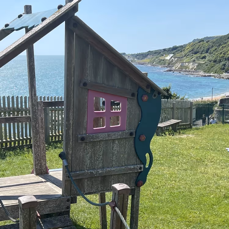 A wendy house in a kids playground