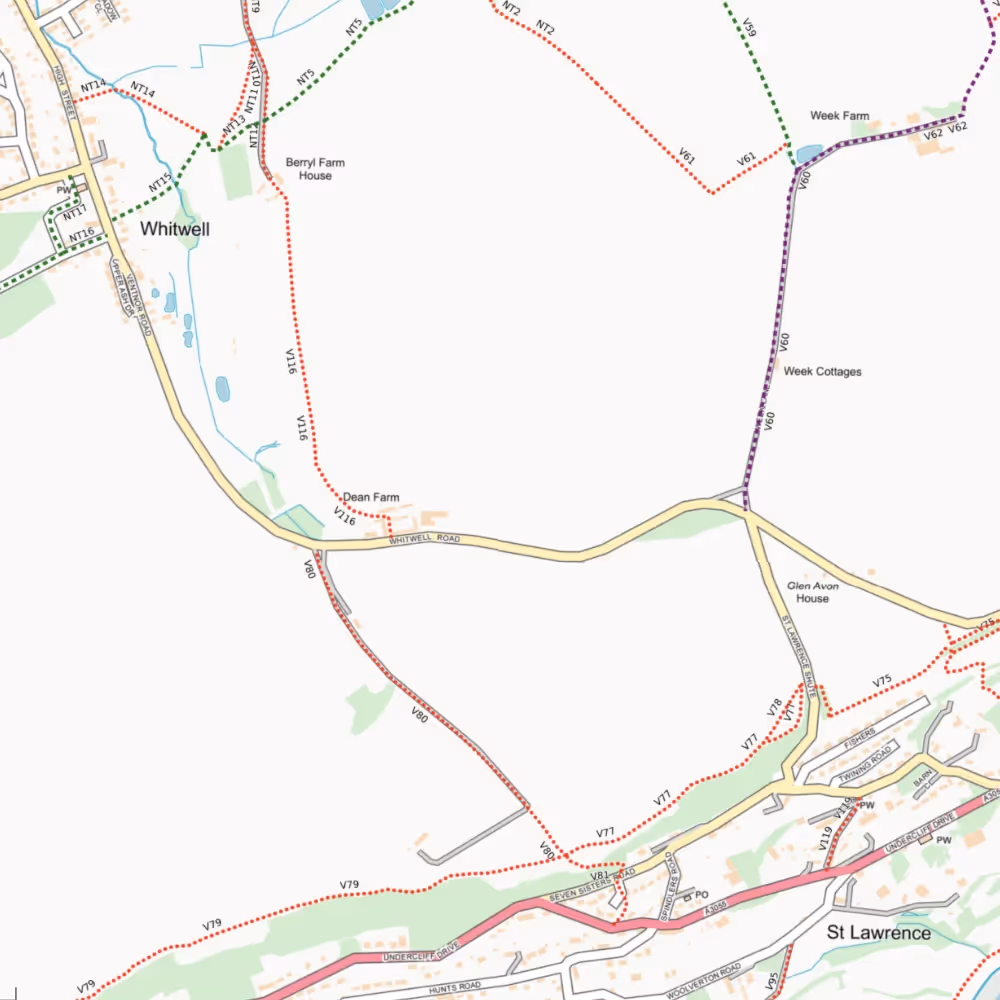 A map showing local footpaths