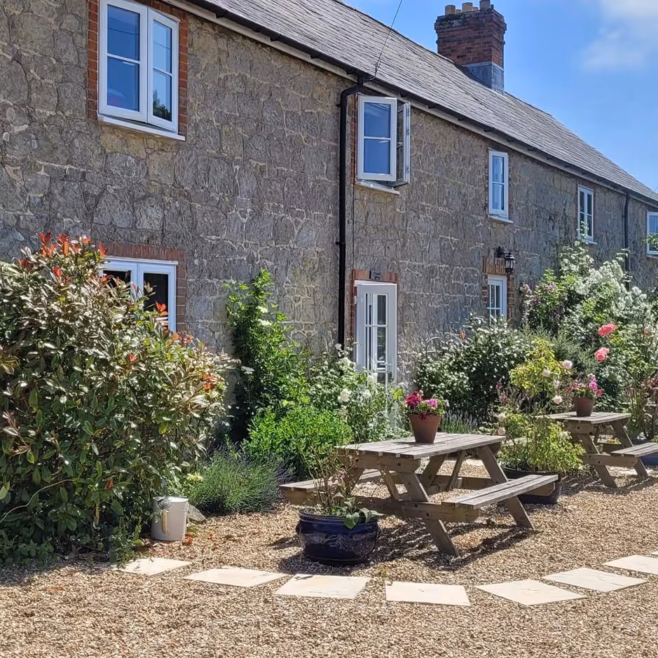A row of old stone cottages
