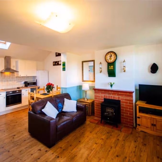 A modern country living room of a holiday home