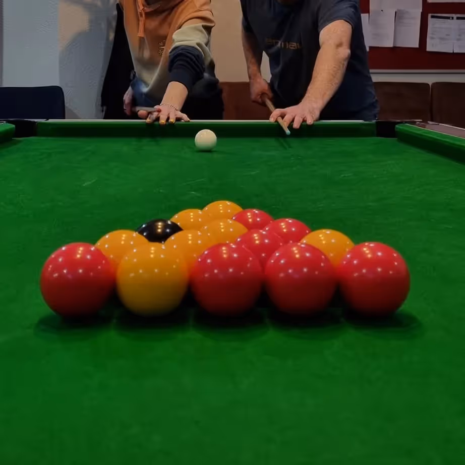 Balls set up ready for a game of pool