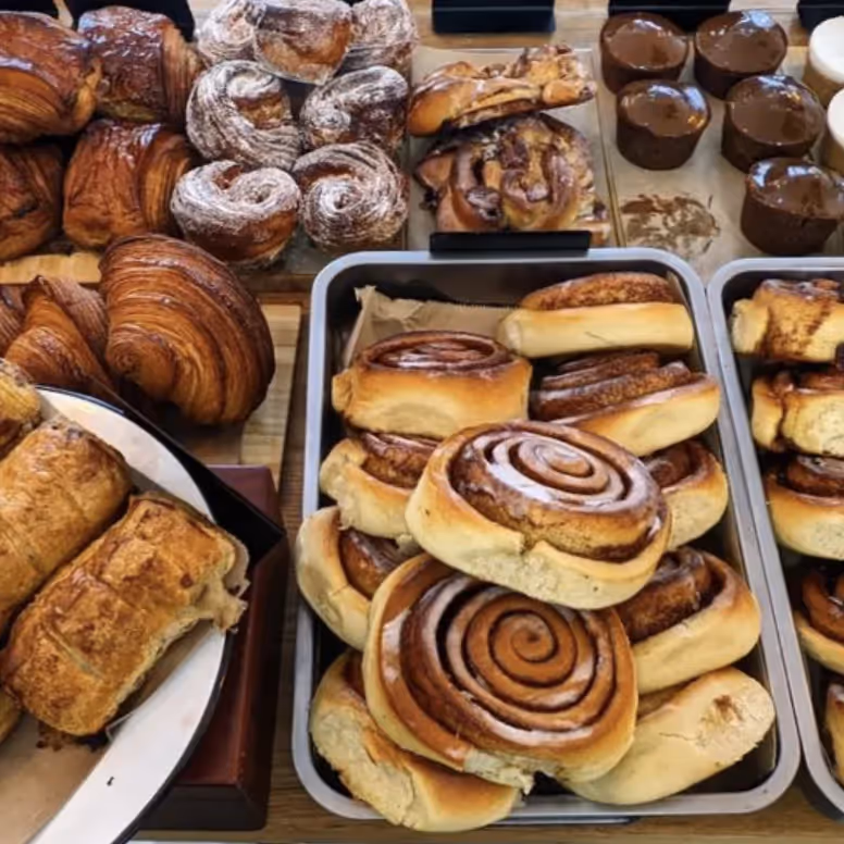Sweet pastries for sale in a bakery
