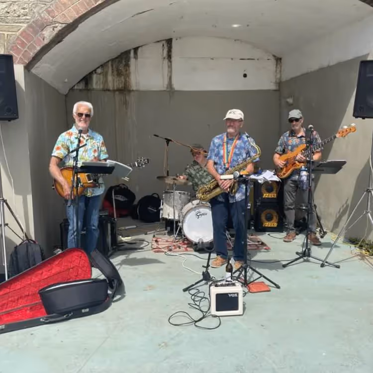 A band performing outdoors