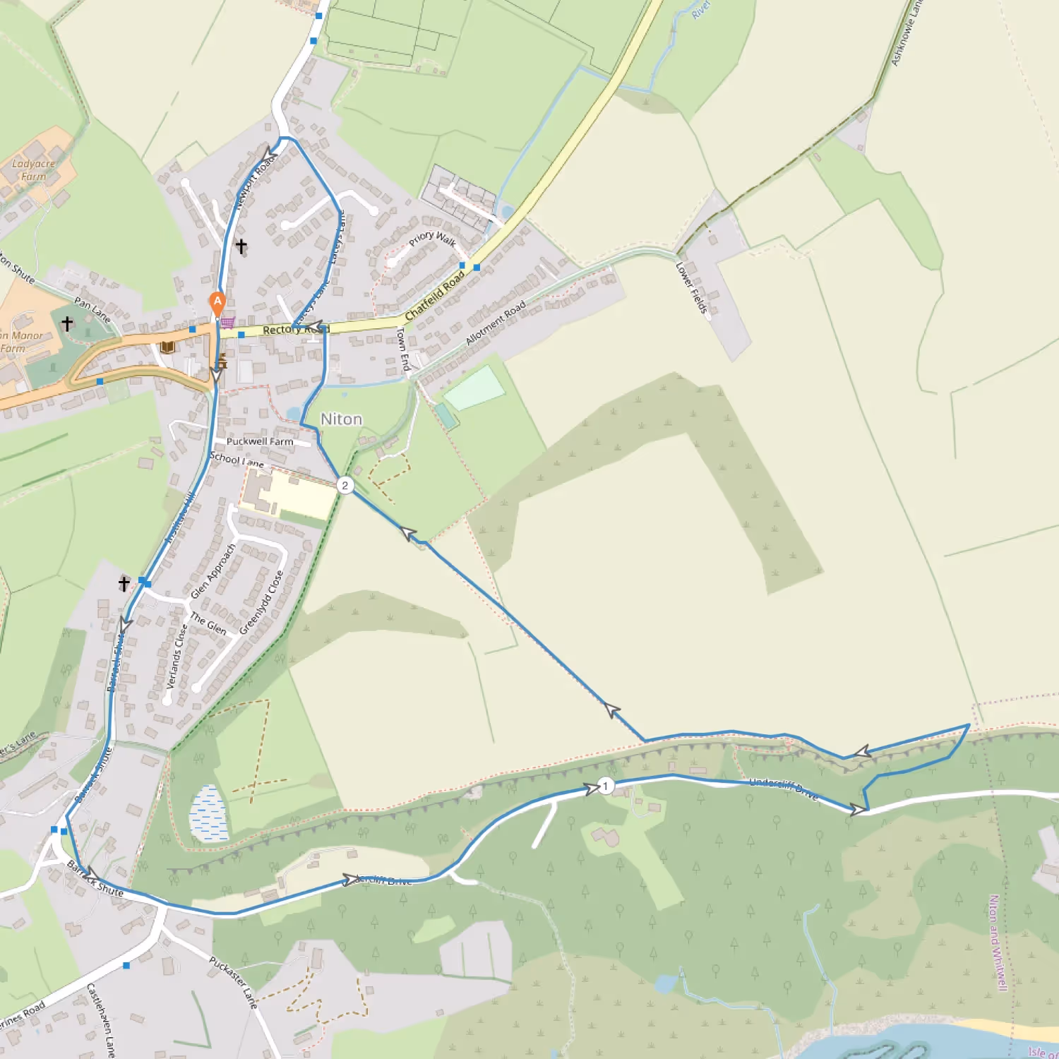 A map showing the route of a circular walk