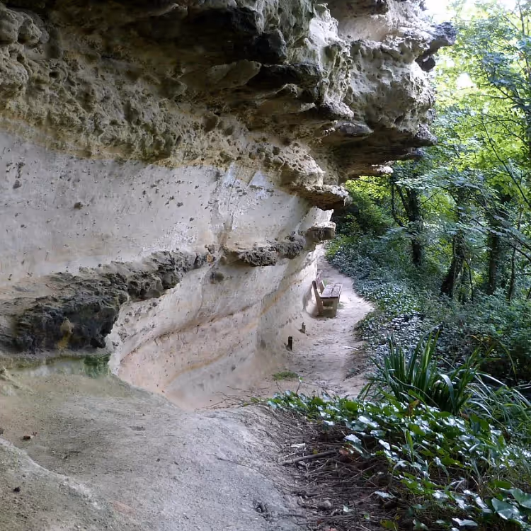 A path cut into a sandstone cliff face