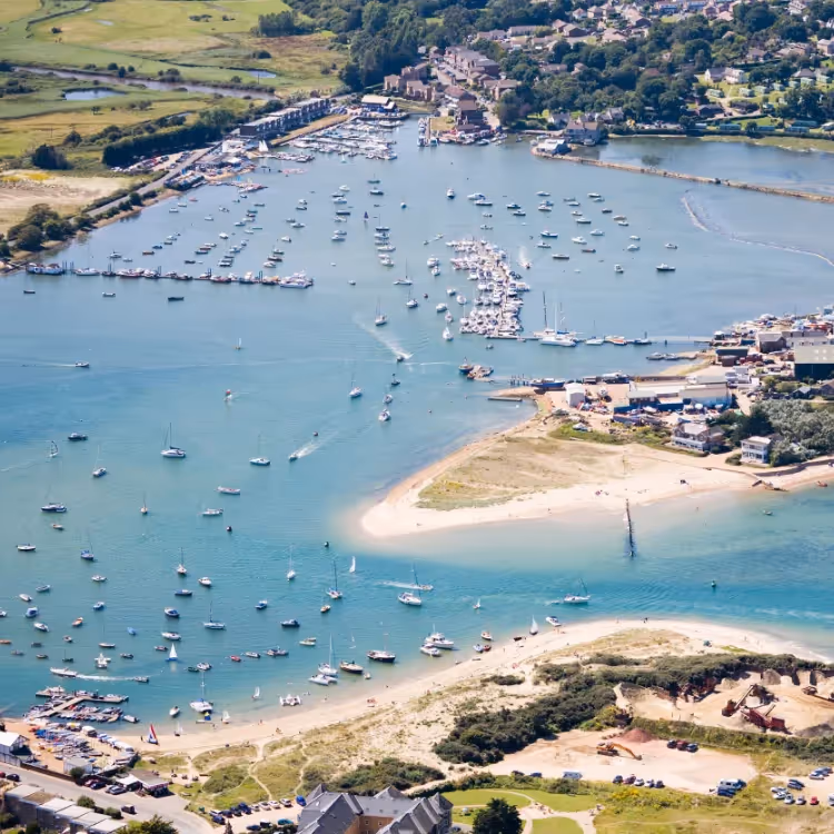 A river flows into a natural harbour