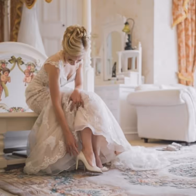 A bride getting ready for her wedding
