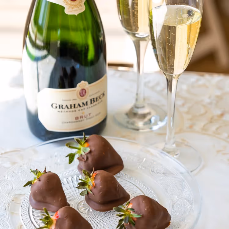 Champagne and chocolate dipped strawberries