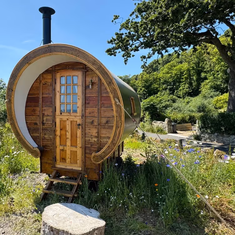 A glamping shepherds hut