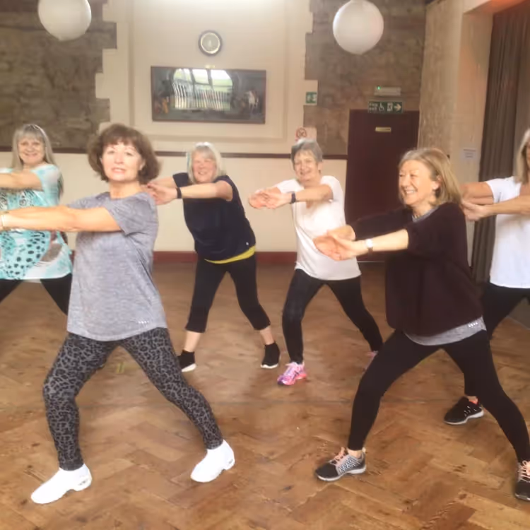 Ladies in a fitness class
